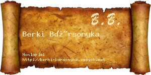 Berki Bársonyka névjegykártya